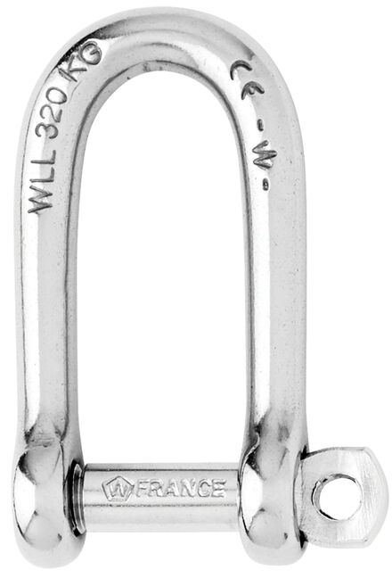 Self-locking long D shackle - Dia 10 mm