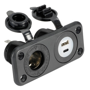 Presa accendisigari + USB-A + USB-C nera